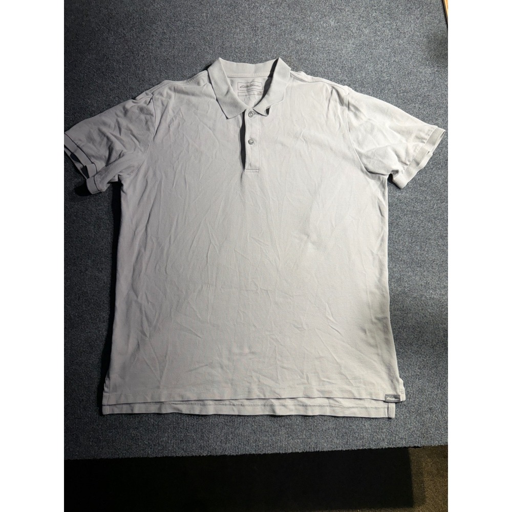 Eddie Bauer Mens Light Gray Short Sleeve Cotton Pique Polo Shirt‎ XL D1366753
